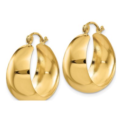 14K Yellow Gold 23mm Tapered Hoop Earrings – view 3