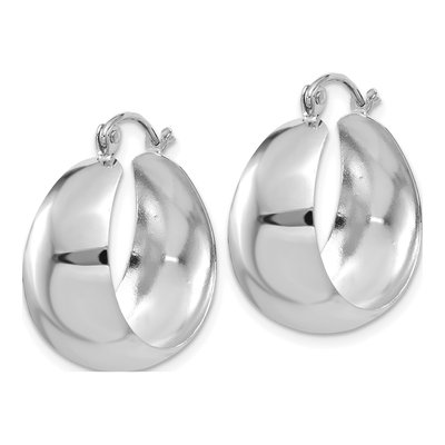14K White Gold 23mm Tapered Hoop Earrings – view 2