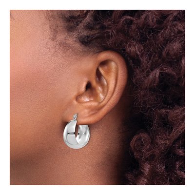 14K White Gold 23mm Tapered Hoop Earrings – view 3