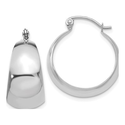 14K White Gold 23mm Tapered Hoop Earrings