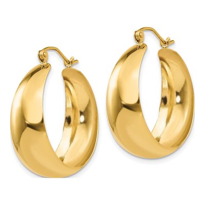 14K Yellow Gold 28mm Tapered Hoop Earrings – view 3