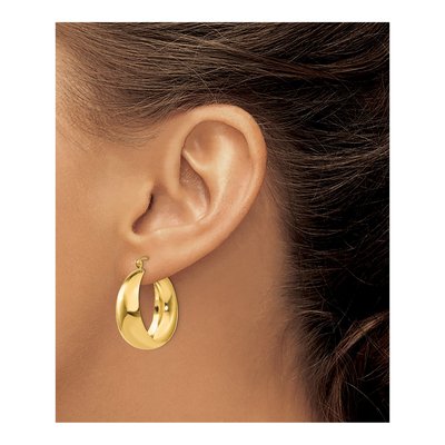 14K Yellow Gold 28mm Tapered Hoop Earrings – view 4