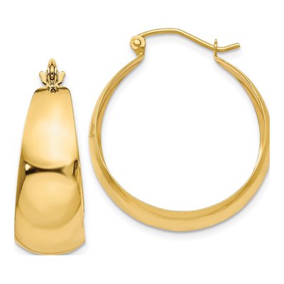 14K Yellow Gold 28mm Tapered Hoop Earrings