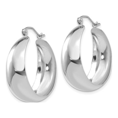 14K White Gold 28mm Tapered Hoop Earrings – view 2