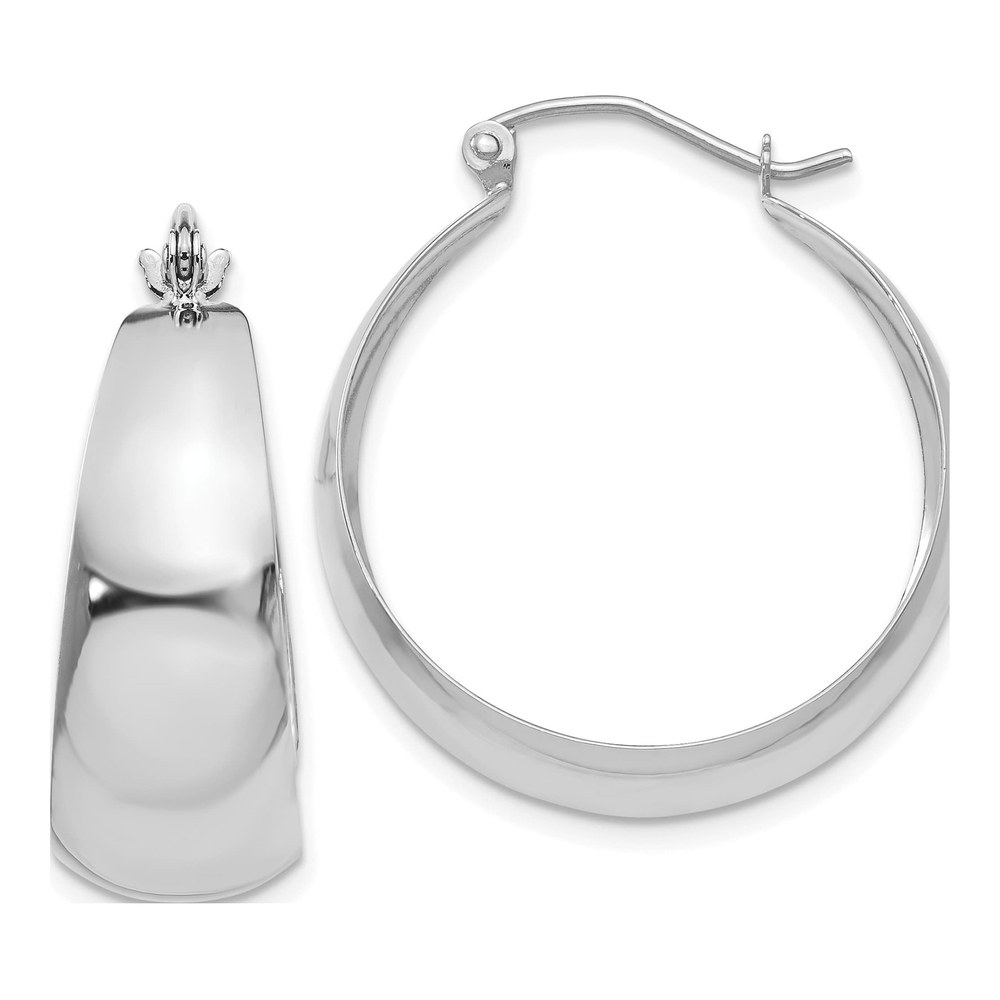 14K White Gold 28mm Tapered Hoop Earrings