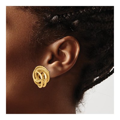 14K Yellow Gold Love Knot Stud Earrings – view 3