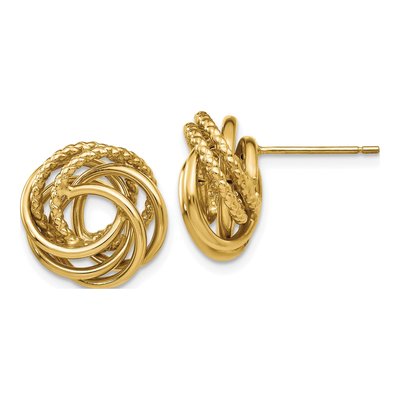 14K Yellow Gold Love Knot Stud Earrings