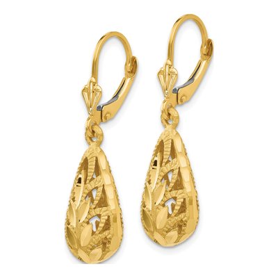 14K Yellow Gold Teardrop Leverback Earrings – view 3