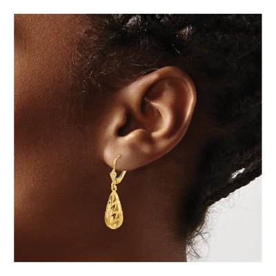 14K Yellow Gold Teardrop Leverback Earrings – view 4