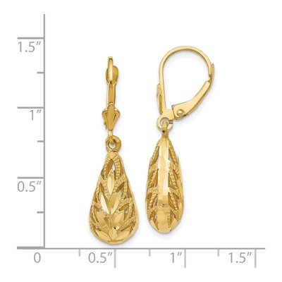 14K Yellow Gold Teardrop Leverback Earrings – view 5