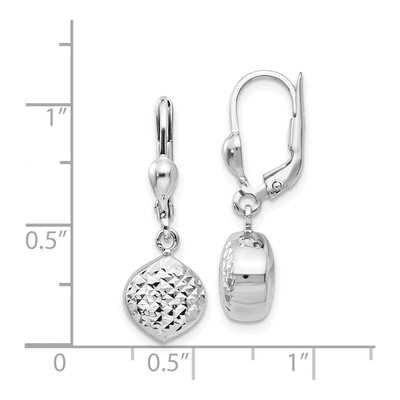 14K White Gold Diamond-Cut Circle Leverback Earrings – view 5