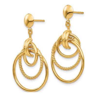 14K Yellow Gold Intertwined Circles Dangle Earrings – view 3