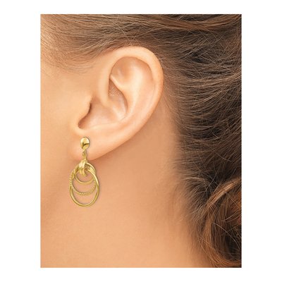14K Yellow Gold Intertwined Circles Dangle Earrings – view 4