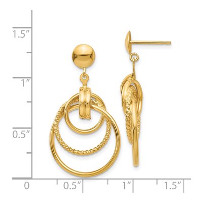 14K Yellow Gold Intertwined Circles Dangle Earrings – view 5