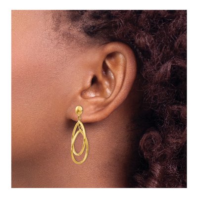14K Yellow Gold Teardrop Dangle Earrings – view 5