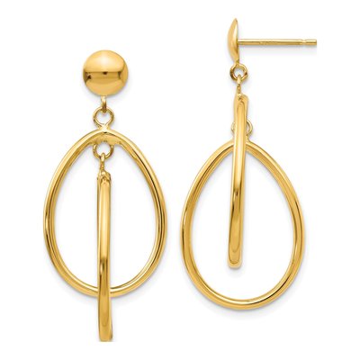 14K Yellow Gold Teardrop Dangle Earrings