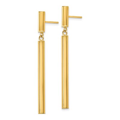 14K Yellow Gold Tube Dangle Earrings – view 2