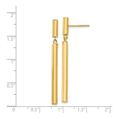 14K Yellow Gold Tube Dangle Earrings – view 4