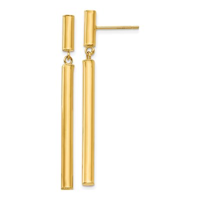 14K Yellow Gold Tube Dangle Earrings