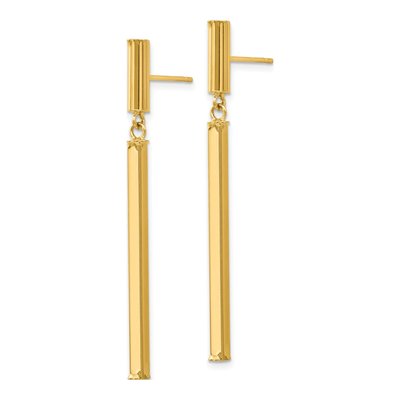 14K Yellow Gold Square Bar Dangle Earrings – view 3