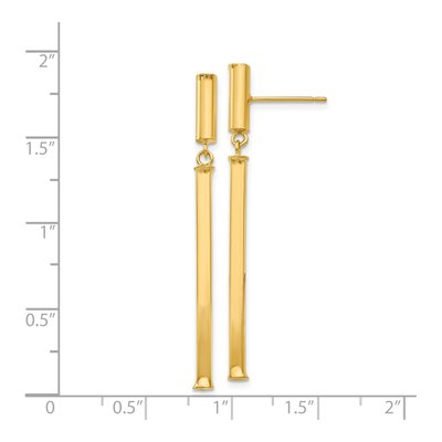 14K Yellow Gold Square Bar Dangle Earrings – view 6