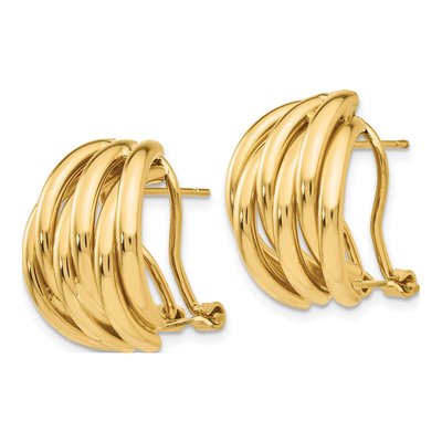 14K Yellow Gold Fancy Omega Back Button Stud Earrings – view 3