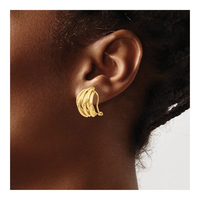 14K Yellow Gold Fancy Omega Back Button Stud Earrings – view 4