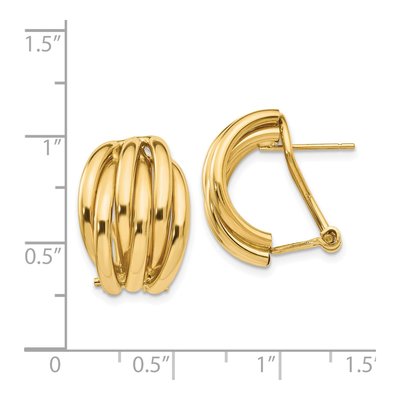 14K Yellow Gold Fancy Omega Back Button Stud Earrings – view 5