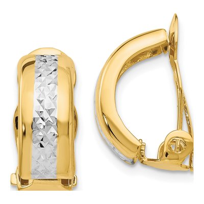 14K Yellow Gold 17mm Non-Pierced Half Hoop Earrings