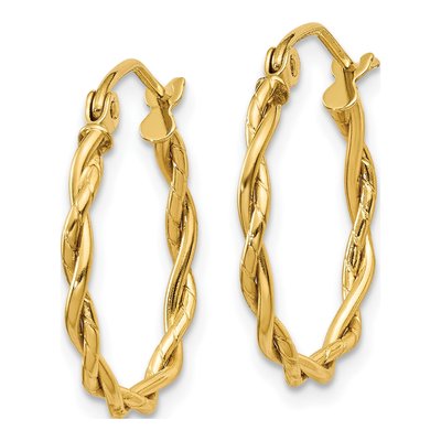 14K Yellow Gold 14mm Twisted Hoop Earrings – view 3