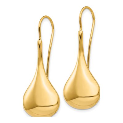14K Yellow Gold Abstract Wire Dangle Earrings – view 3