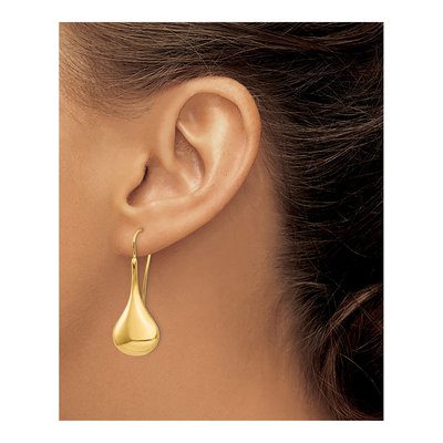 14K Yellow Gold Abstract Wire Dangle Earrings – view 4