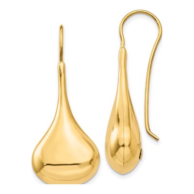 14K Yellow Gold Abstract Wire Dangle Earrings