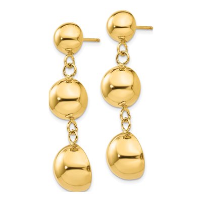 14K Yellow Gold Graduated Half-Ball Dangle Earrings – view 3
