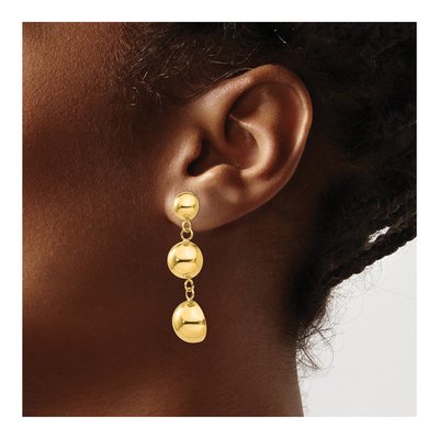 14K Yellow Gold Graduated Half-Ball Dangle Earrings – view 4