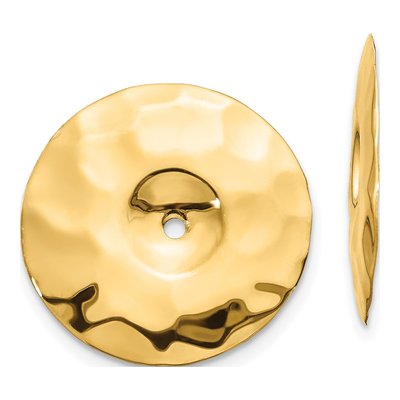 14K Yellow Gold Hammered Disc Earring Jackets