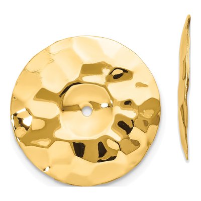 14K Yellow Gold Hammered Disc Earring Jackets