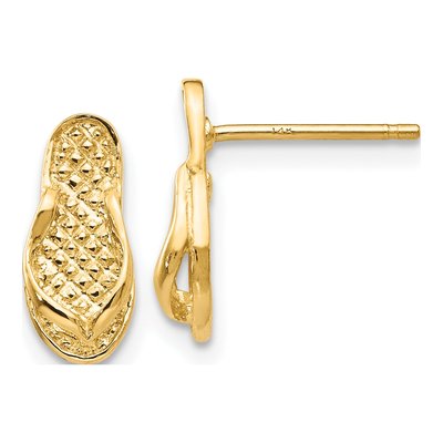 14K Yellow Gold Flip-Flop Dangle Earrings