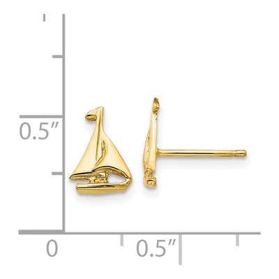 14K Yellow Gold Mini Sailboat Stud Earrings – view 5