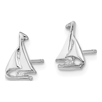 14K White Gold Mini Sailboat Stud Earrings – view 3