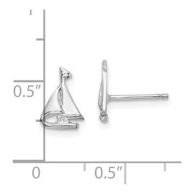 14K White Gold Mini Sailboat Stud Earrings – view 5