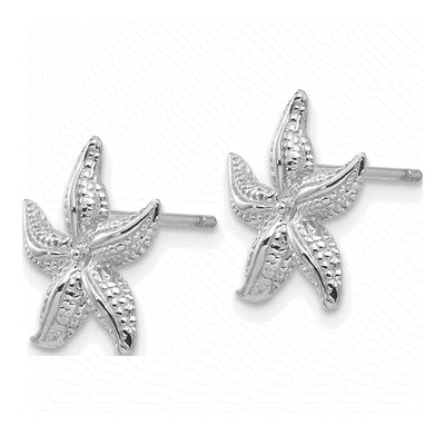 14K White Gold Starfish Button Stud Earrings – view 2