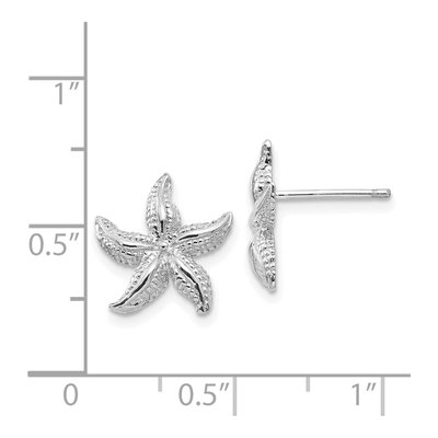 14K White Gold Starfish Button Stud Earrings – view 4