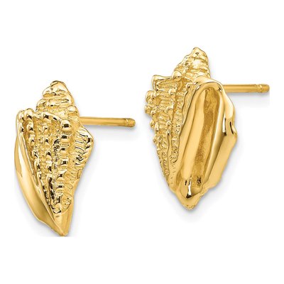 14K Yellow Gold Conch Shell Stud Earrings – view 3