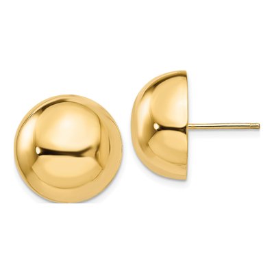 14K Yellow Gold Half Ball Stud Earrings
