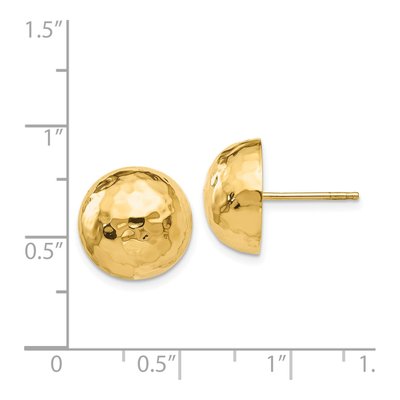 14K Yellow Gold Hammered Half Ball Button Stud Earrings – view 4