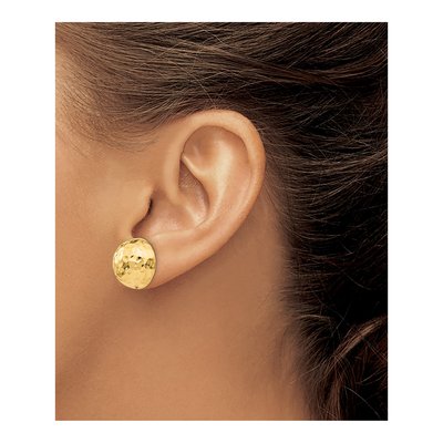 14K Yellow Gold Hammered Half Ball Button Stud Earrings – view 4