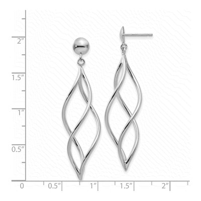14K White Gold Curved Tube Swirl Dangle Earrings – view 5
