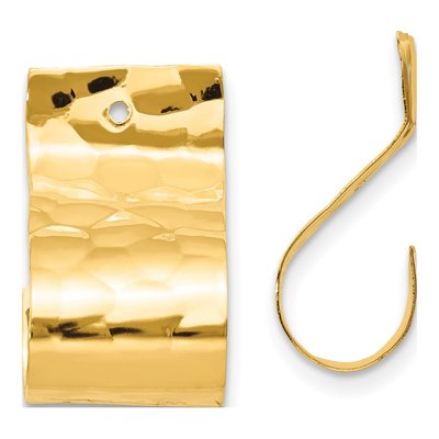 14K Yellow Gold 18mm Hammered J- Hoop Earrings