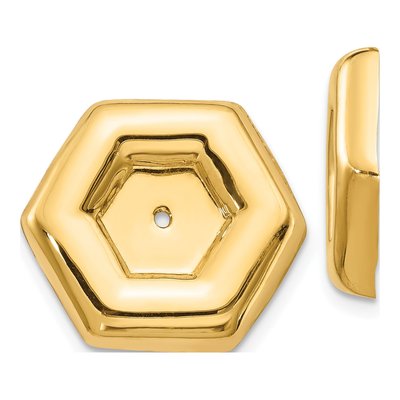 14K Yellow Gold Hexagon Earring Jackets